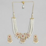 Gold-Plated AD & Pearl Jewellery Set